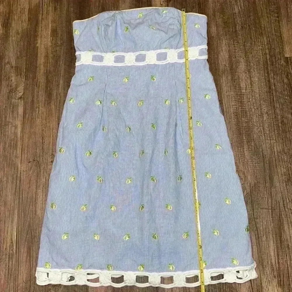 LILLY PULITZER EMBROIDERED LEMON‎ STRAPLESS DRESS size 2 - Picture 5 of 7